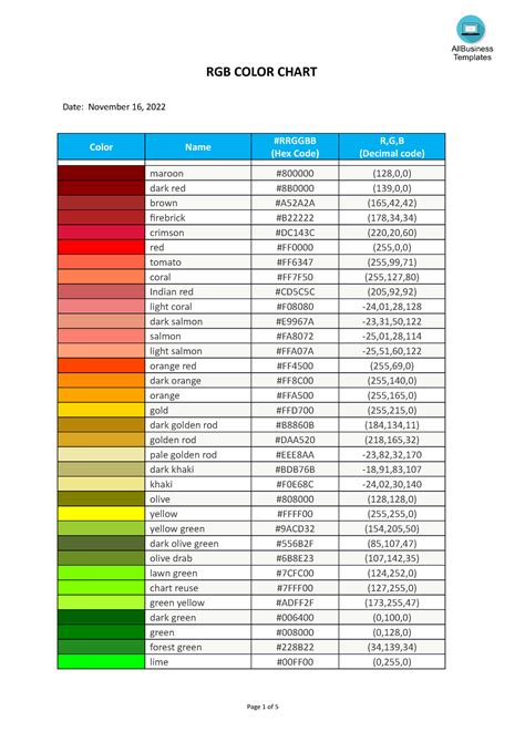 ufargb|RGB Color Codes Chart .